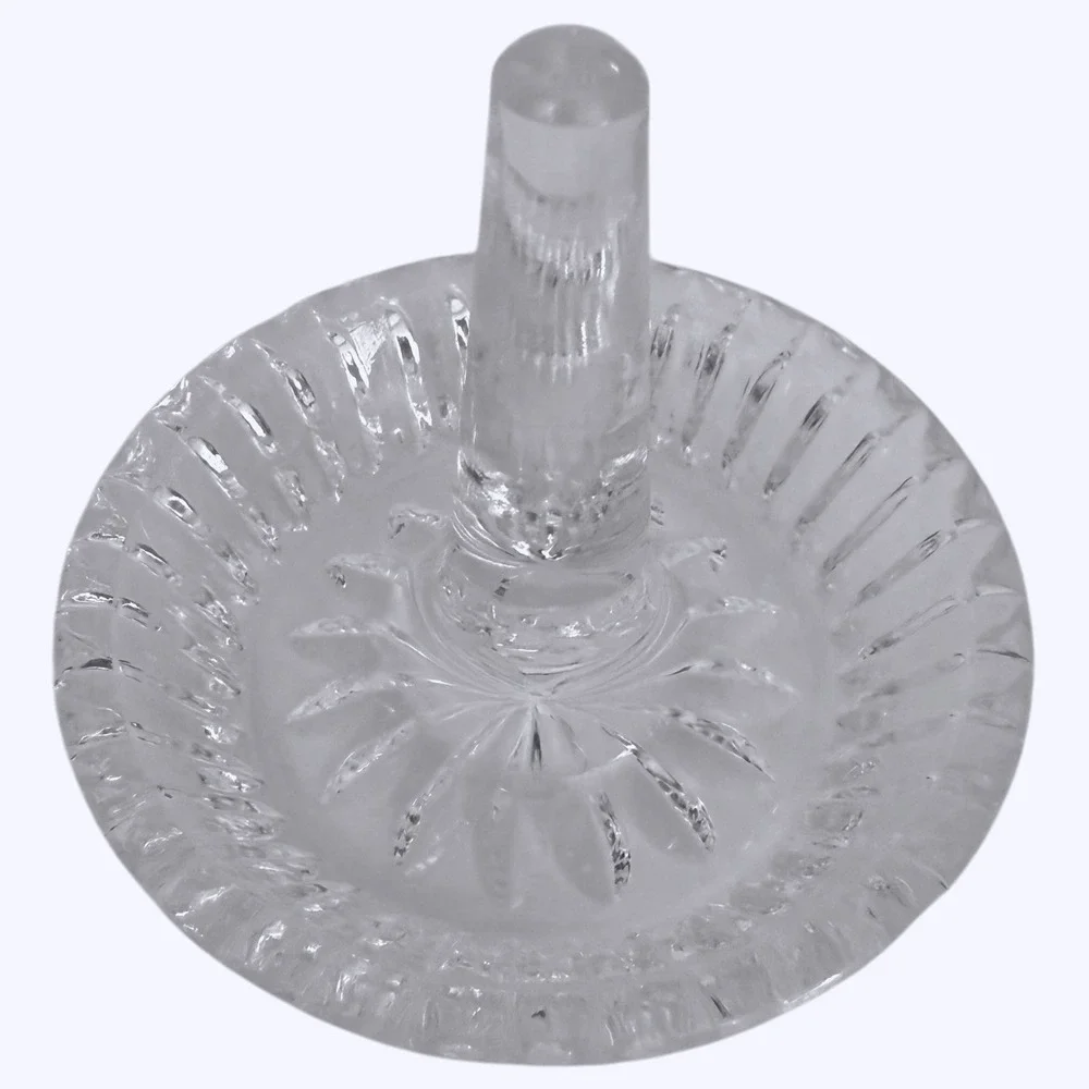 Ring Holder Crystal Clear Vintage Cut Glass Starburst Design Round